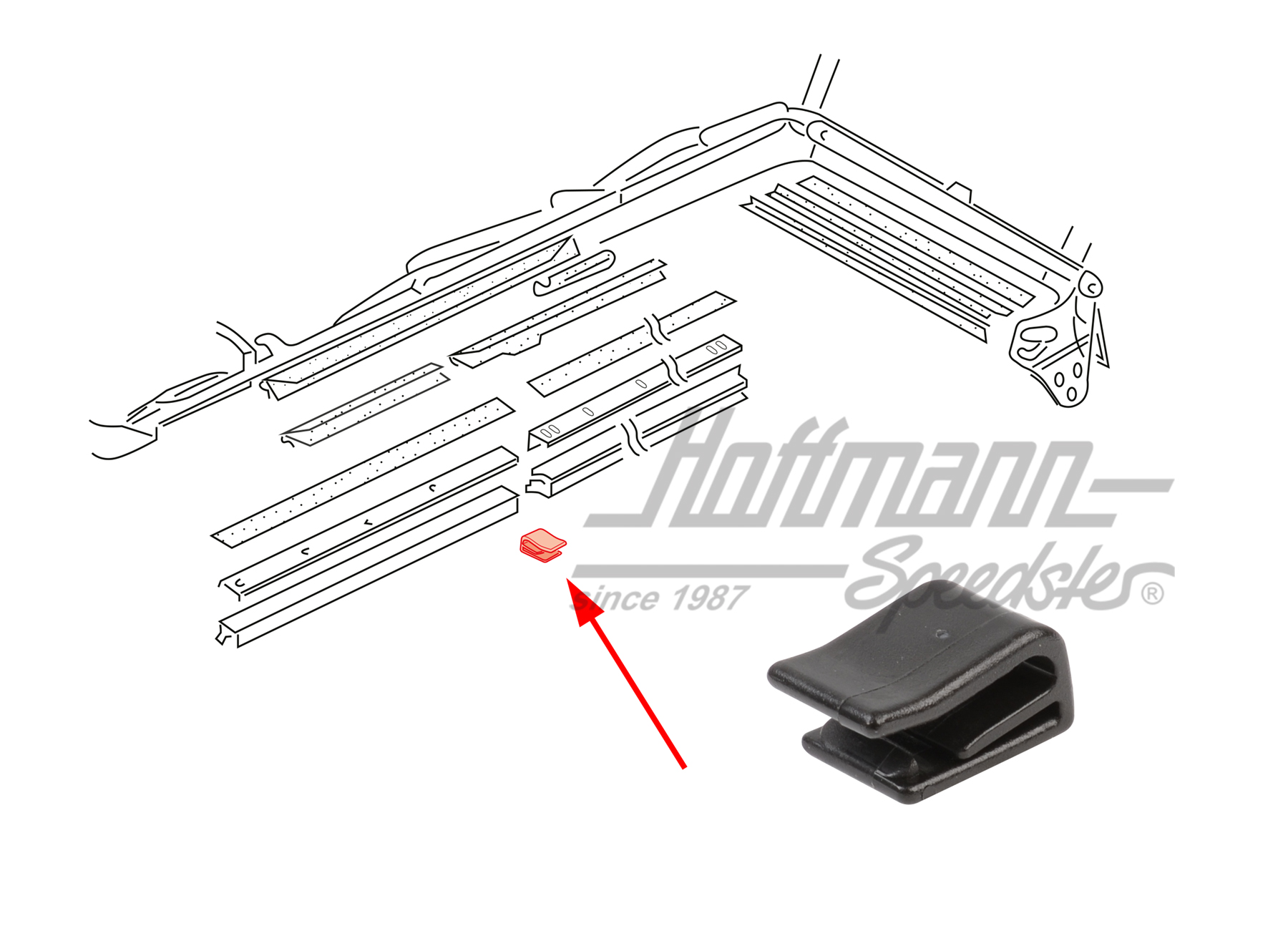 Clamp, folding-top seal, Golf 1 Convertible | 155 871 439 | 180-4893