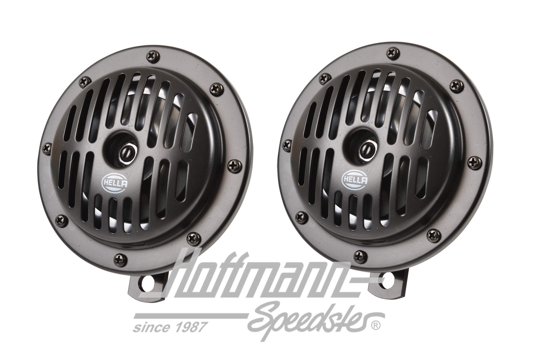 Horn, pair, black, 12V, 130mm, Hella | 3CB 004 811-042 | 020-4446-13