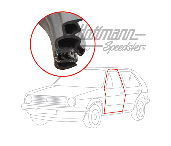 Door seal, Golf 2, 2-/4-doors, left/right | 191 867 365 C | 208-7020