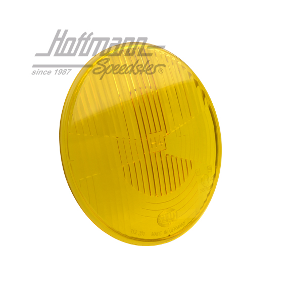 Headlight glass, H4, Hella, 67-73, yellow | 9EL 112 281-001G | 020-4455-42