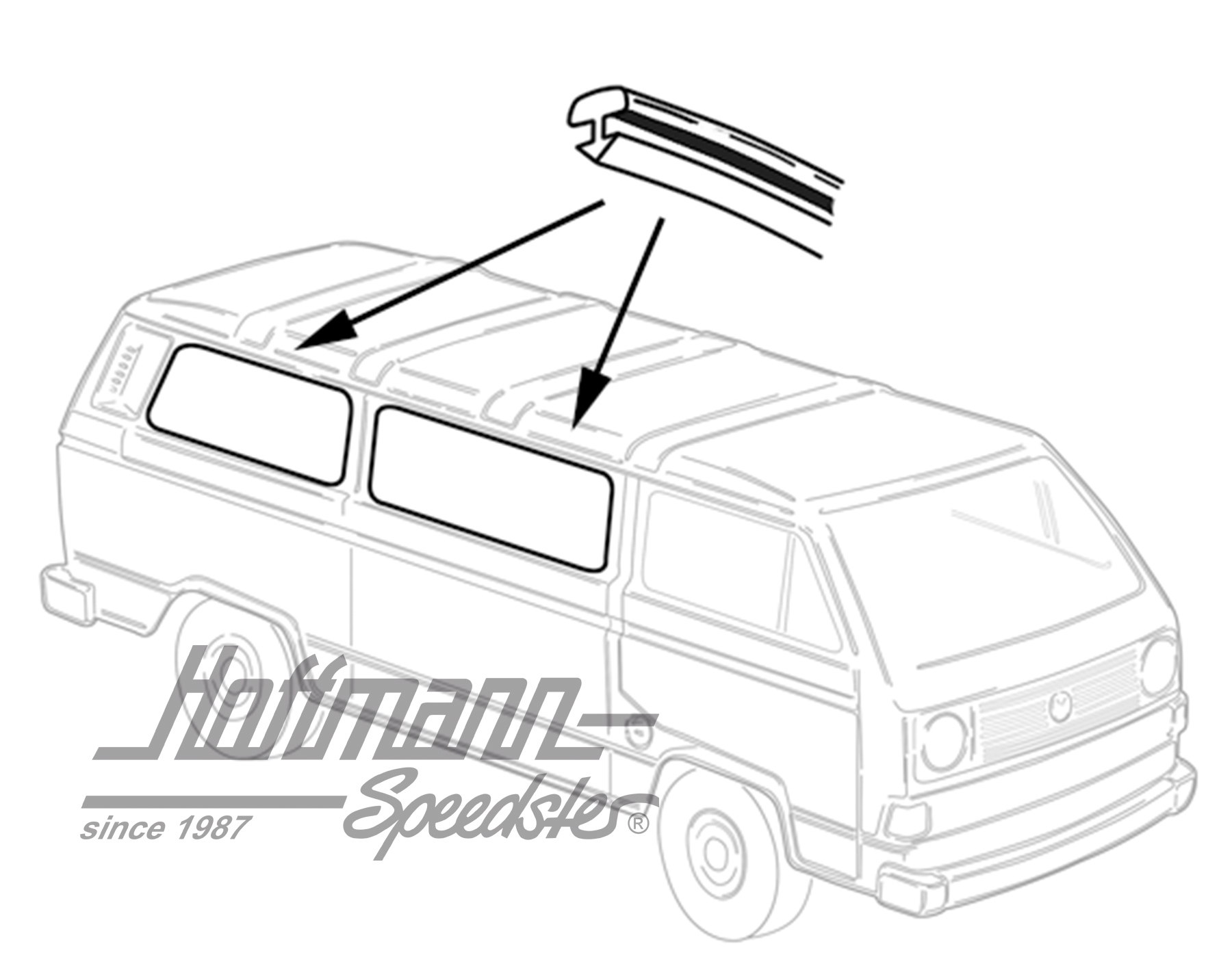 Trim piping, side window, middle + rear | 255 853 305/300 | 350-1000