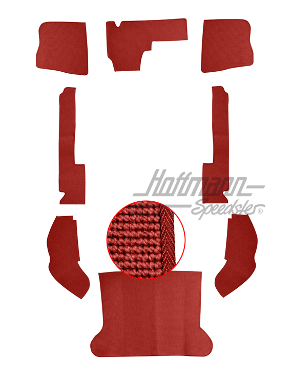 Carpet kit, Sedan, 64-67, hair yarn, red |  | 026-5025-06