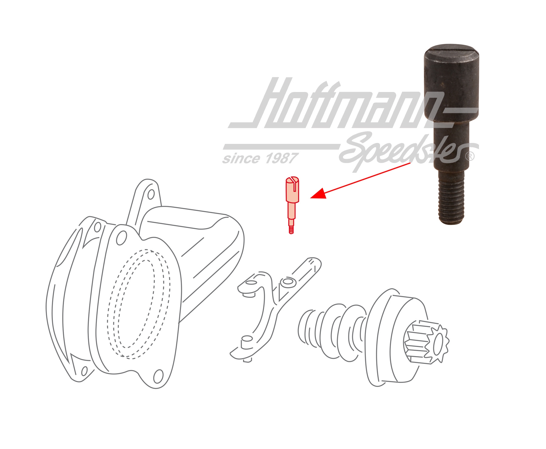 Bolt screw, starter shift lever, 6V | 111 911 383 | 020-1297-80