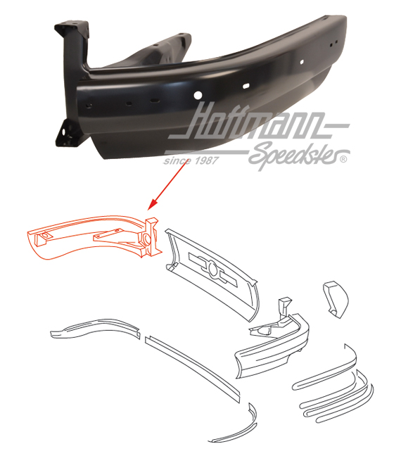 Bumper edge, rear, 65-68, right | 901 505 022 20 | 510-9930-02