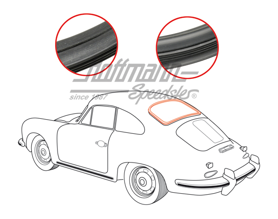 Rear window seal, 356 B/C Coupé, with groove | 644 545 901 06 | 510-6324