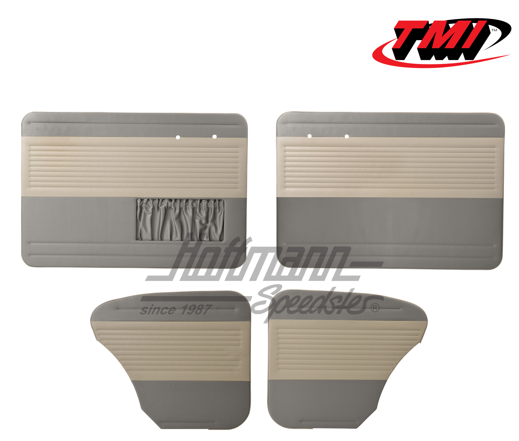 Door panels, Beetle Sedan, 55-64, off-white/grey | 19-1122-16-15 | 055-7504-03