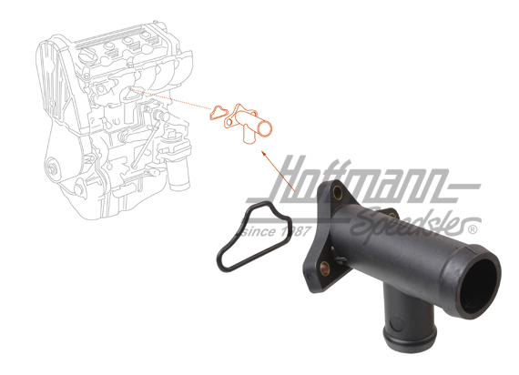 Water flange, 16V, cylinder head / radiator | 027 121 133 E | 201-1530