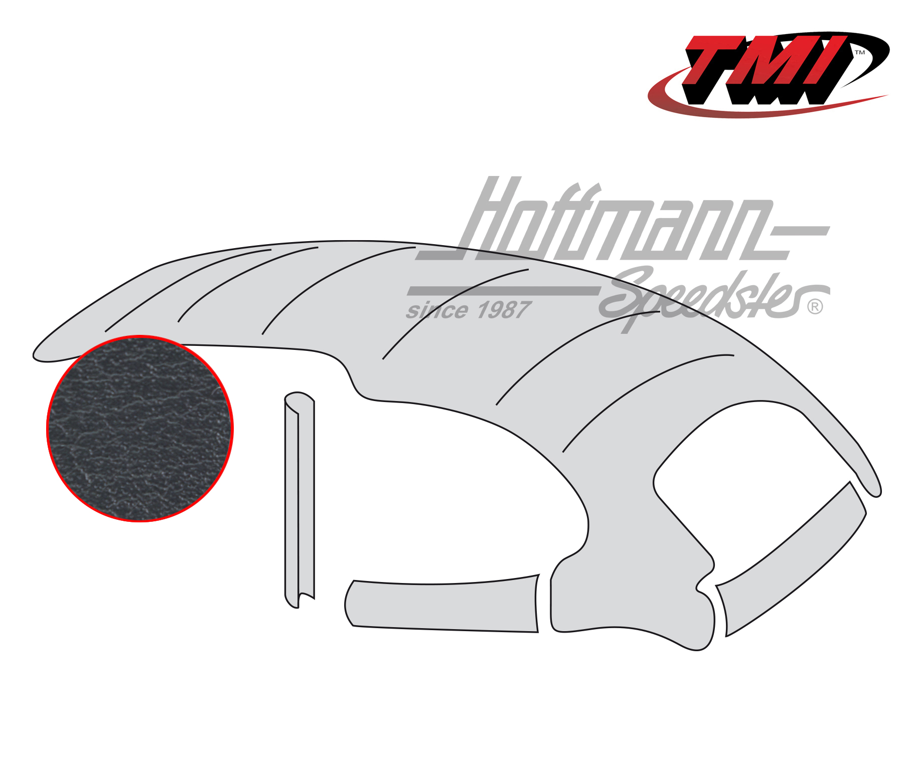 Headliner, universal, with metal sliding roof, smooth, black, 8.63-7.67 | 20-1104-49 | 055-7156