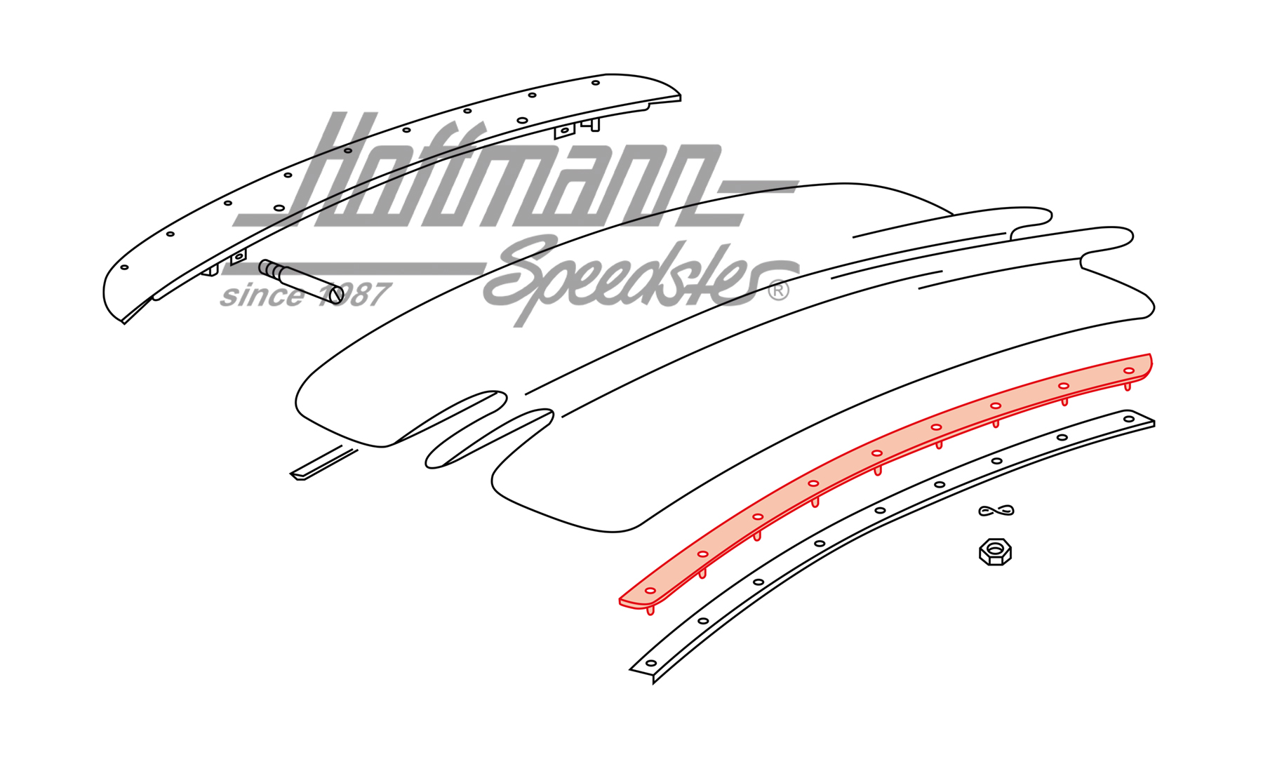Tension bar, folding roof, rear, 7.56-                                                              