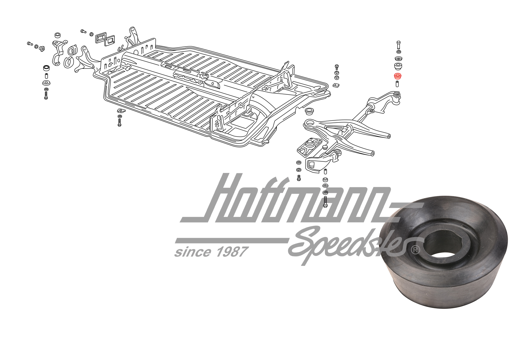 Rubber, front axle/chassis, outer, lower | 311 899 155 | 069-8090-28