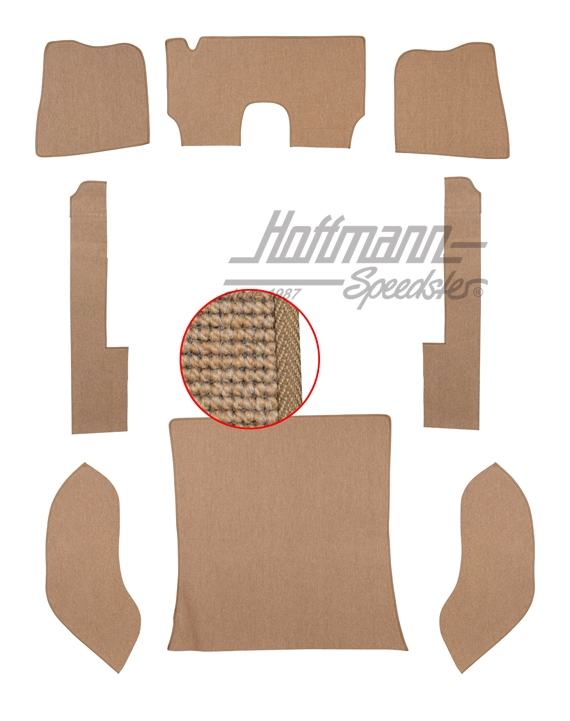 Carpet kit, Sedan, 57-64, hair yarn, beige |  | 026-5023-05