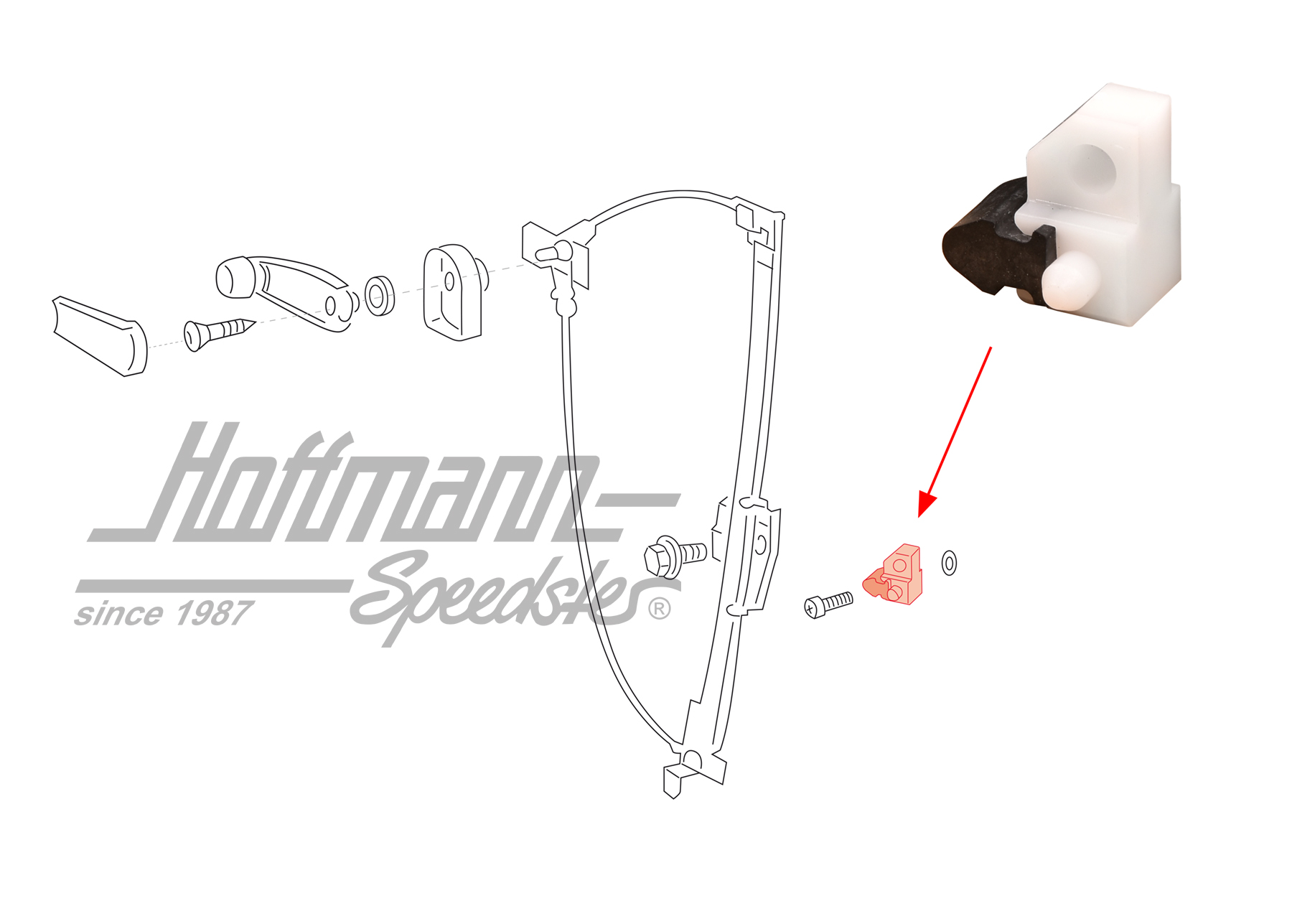 Stop, window regulator
, 1.96-6.03, left | 701 837 445 | 408-1270-08