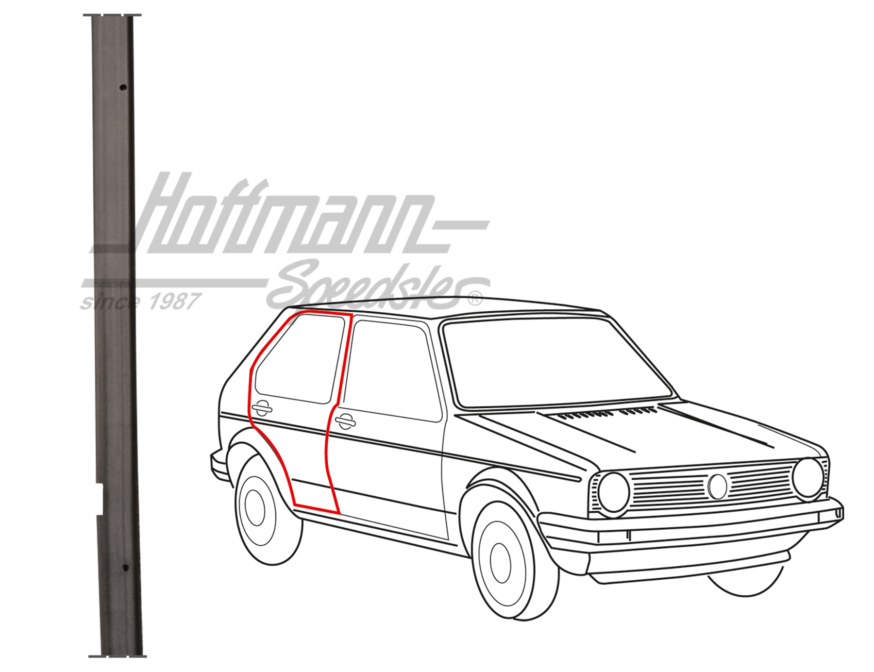 Door seal, Golf 1, 4-doors, rear, right | 173 839 912 C | 180-7023-02