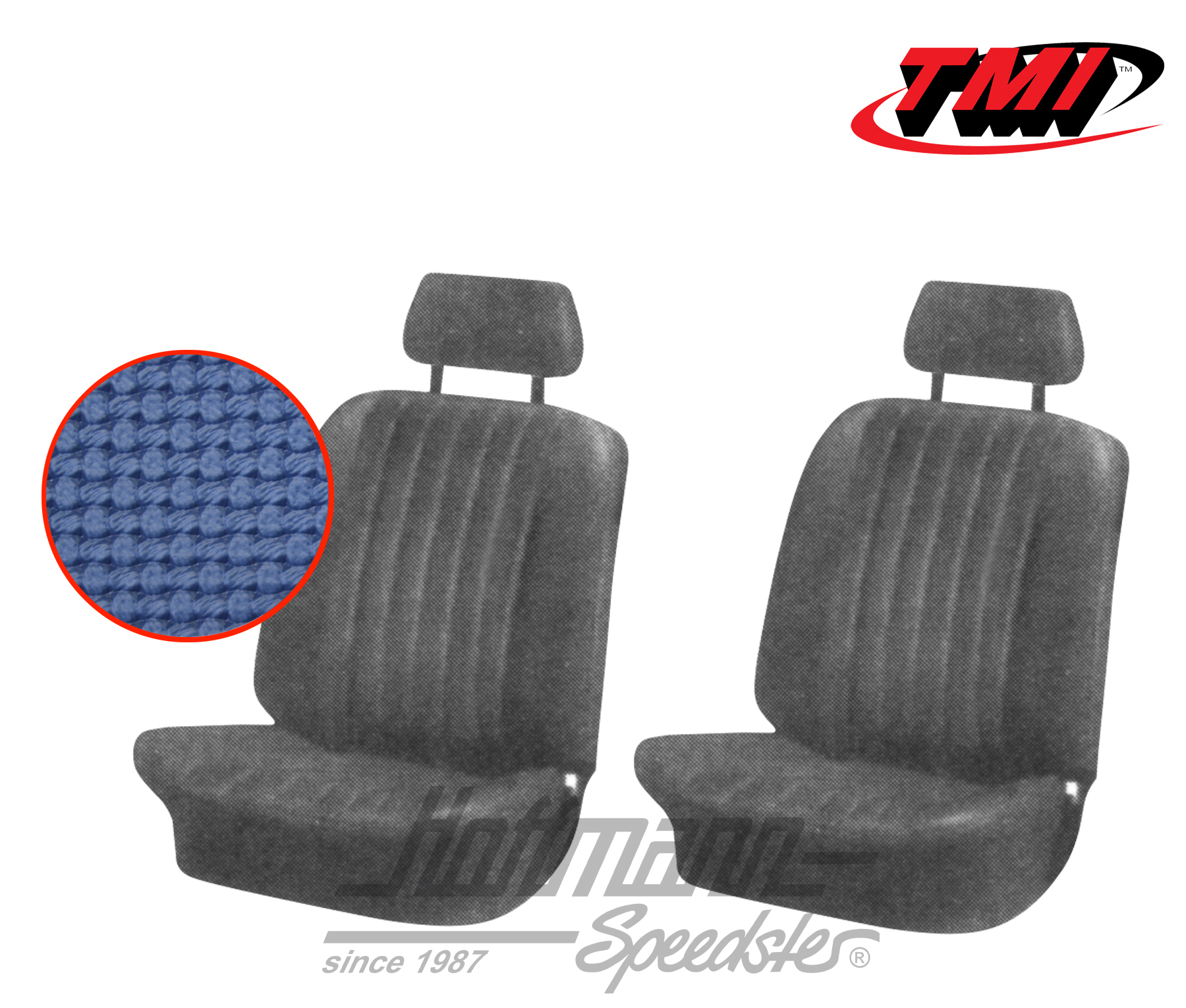 Seat upholstery, Karmann Ghia, front, 71-74, blue | 43-1507-08 | 066-0076-20