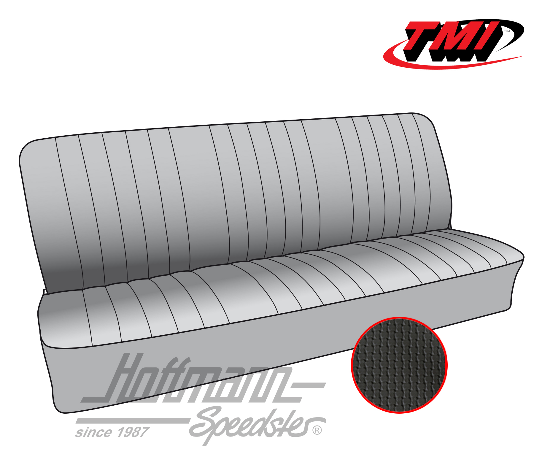 Seat upholstery, rear bench, 67-73, black | 43-2122-01 | 098-0672-10