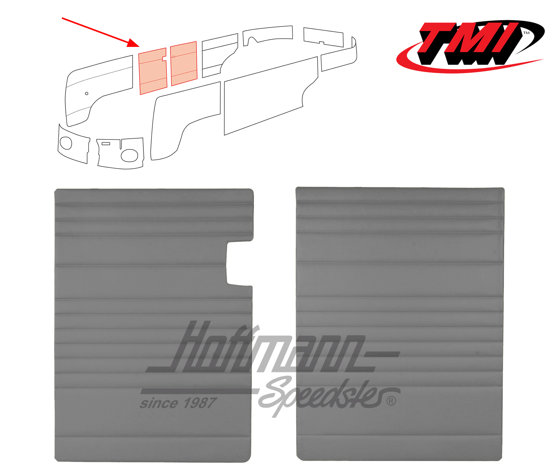 Hinged door trims, 55-67, grey | 10-2113-16 | 098-0570-03