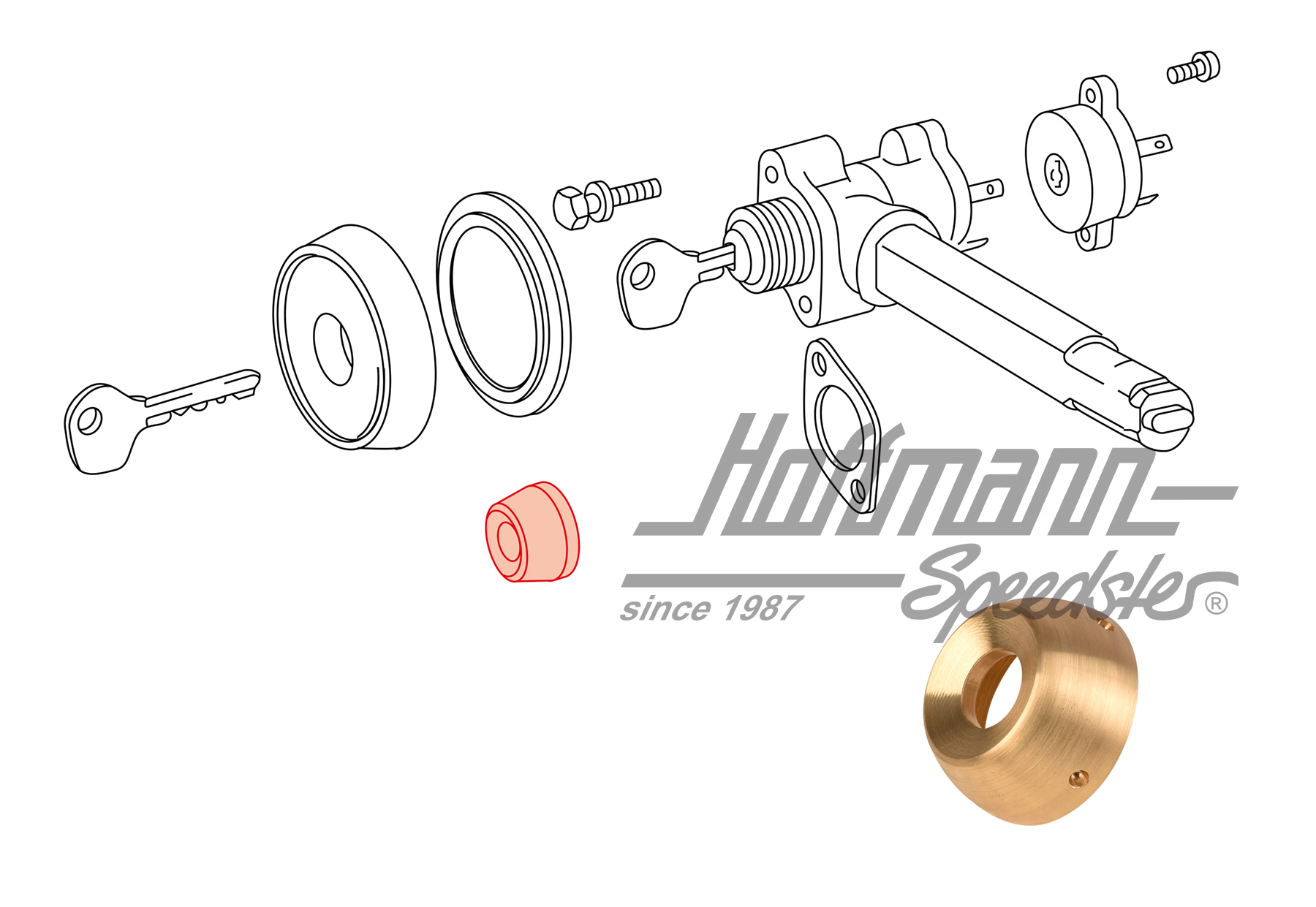 Nut, ignition lock, 911/912, 65-68 | 901 613 191 00 | 512-0252-04