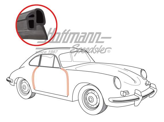 Door seal, front/rear, 356 A/B/C                                                                    