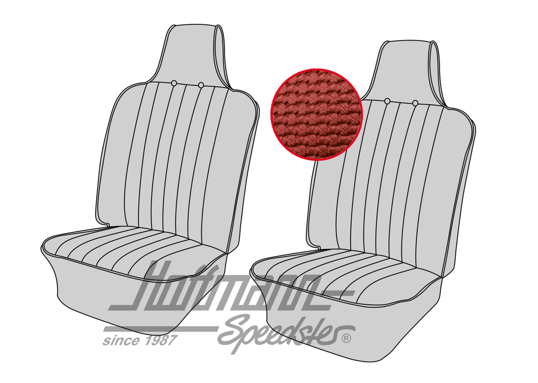 Seat upholstery, front, 
Type 3, 8.69-7.72, red | 43-3004-07 | 069-9609-07