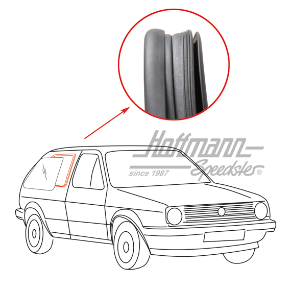 Side window seal, Golf 2, without groove, right | 191 845 322 | 208-7212