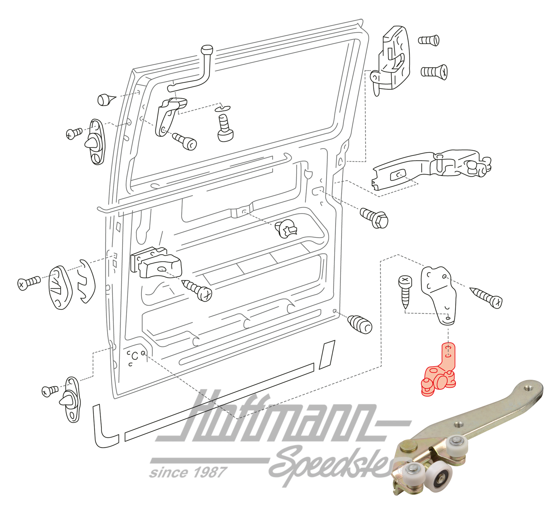 Roller guide, sliding door, bottom, left                                                            