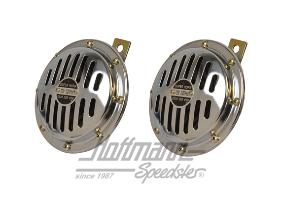 Horn, pair, chromed/black, 12V, 120mm | --- --- --- | 020-4446-10