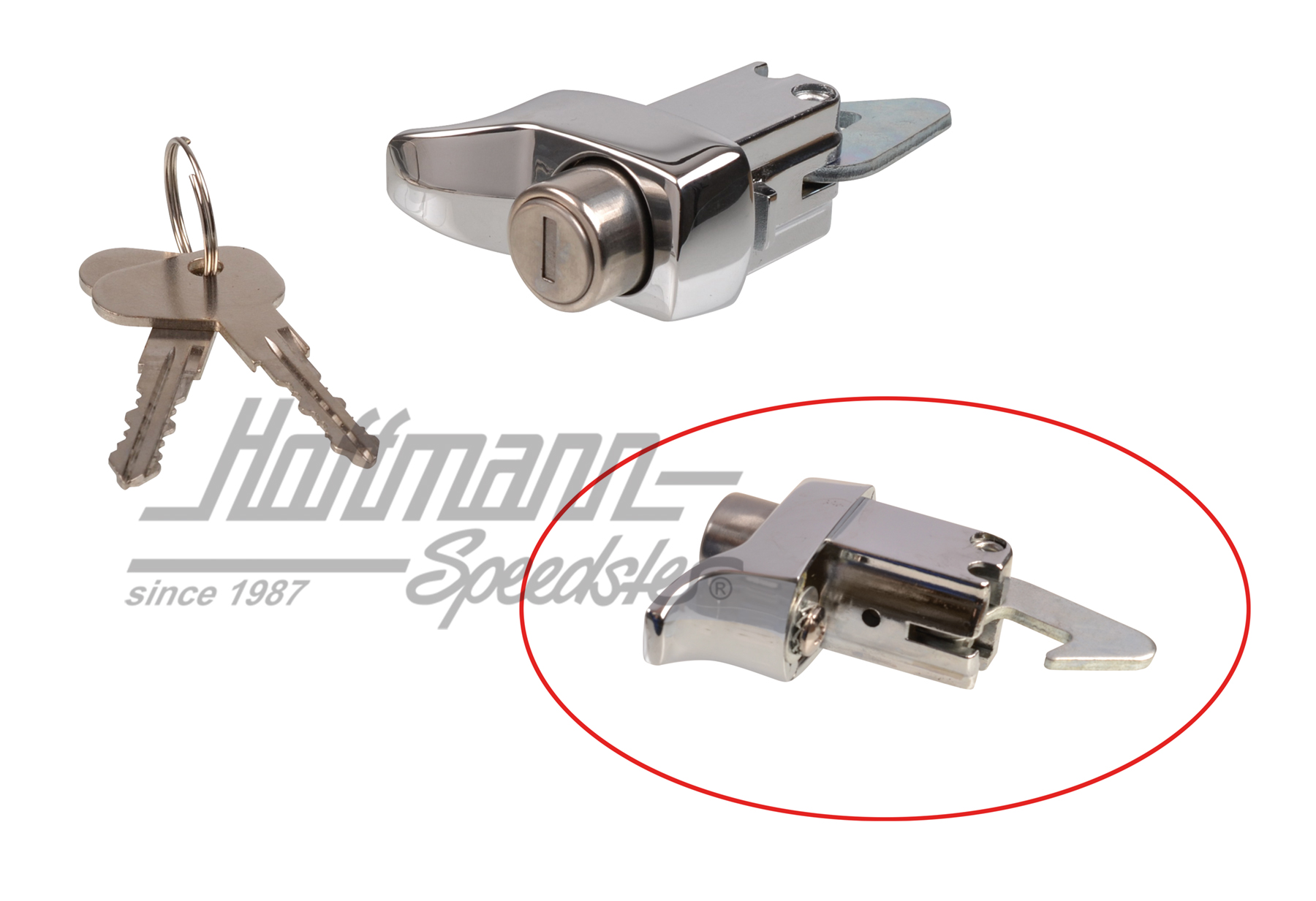 Engine-lid lock, 67-79, chromed | 211 827 503 D | 097-1054-05
