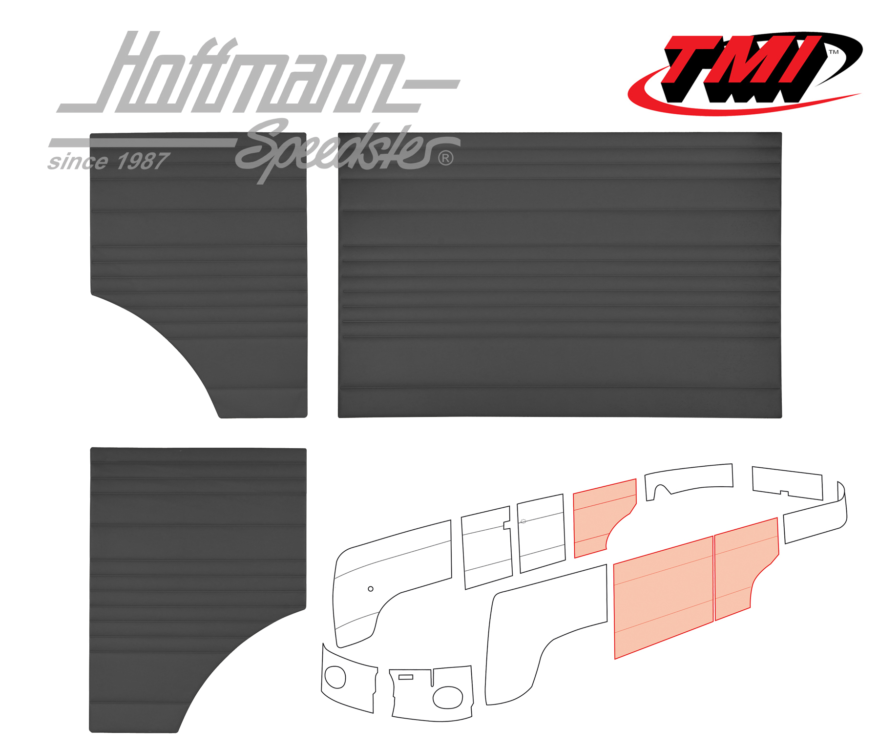 Side panels, middle, 62-67, black | 10-2143-11 | 098-0578-01