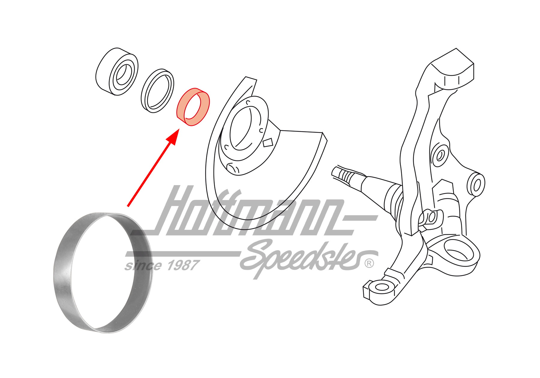 Spacer ring, steering knuckle, Bus T3, front | 251 407 631 | 325-1708