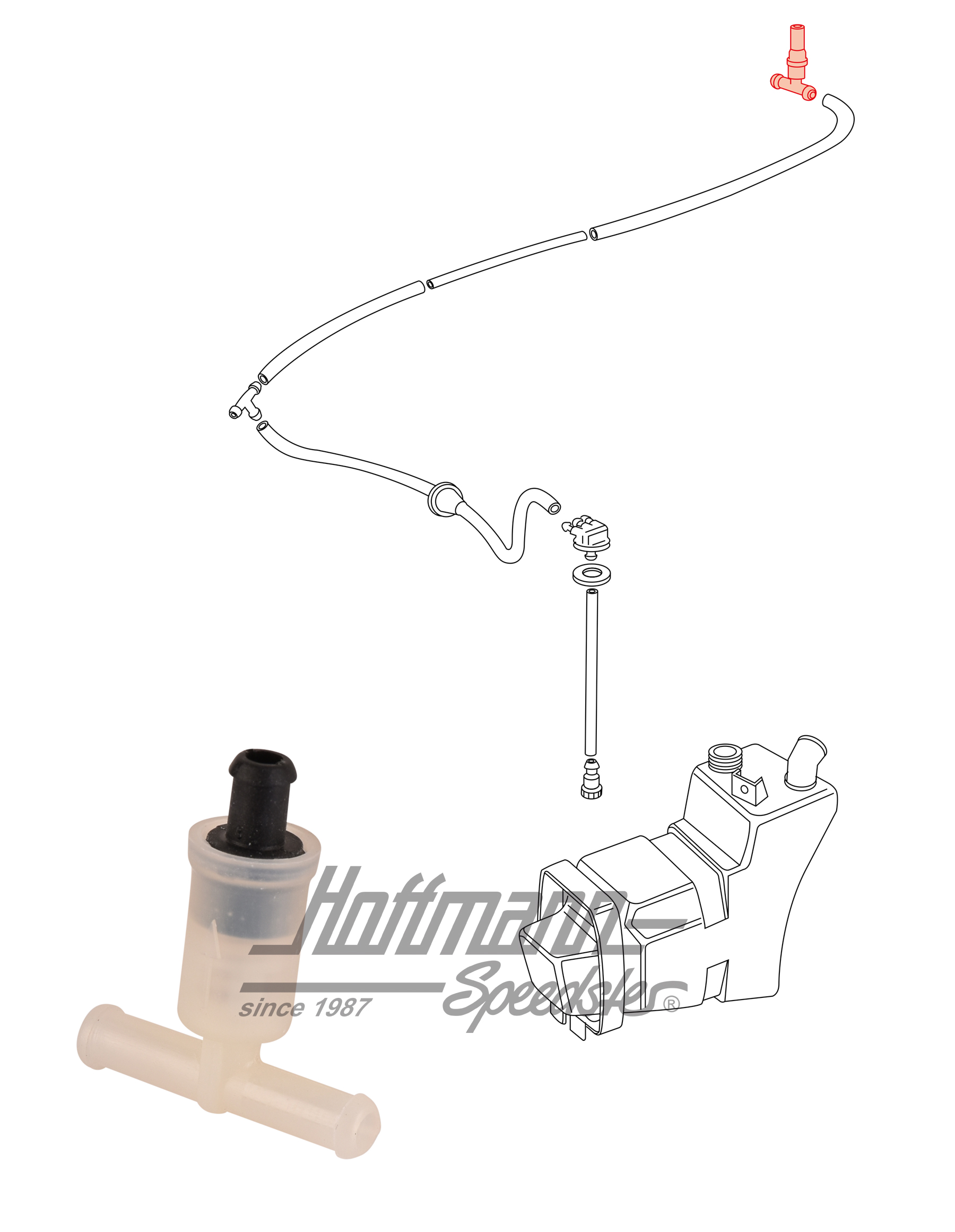 Non-return valve, T-piece, windshield washer system | 914 628 433 00 | 580-1333-30
