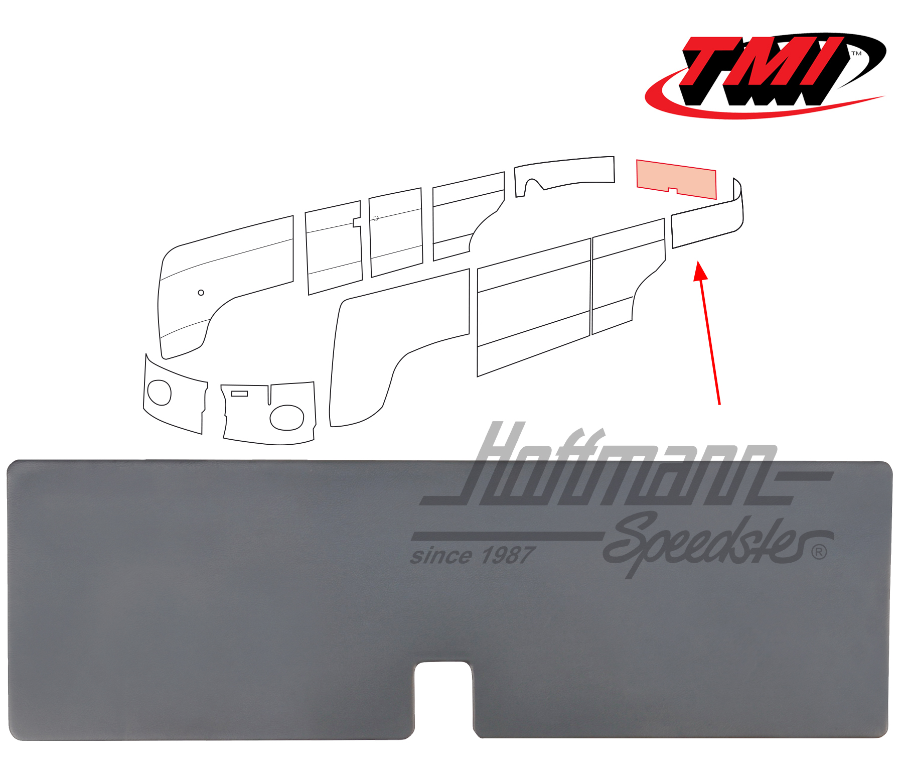 Hatchback trim panel, 3.55-7.63, grey | 10-2108-16 | 098-0539-03