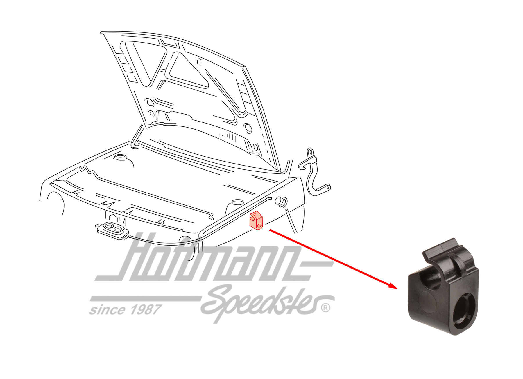 Clip, hood release cable
, Golf 2 | 191 823 567 | 208-1092-10