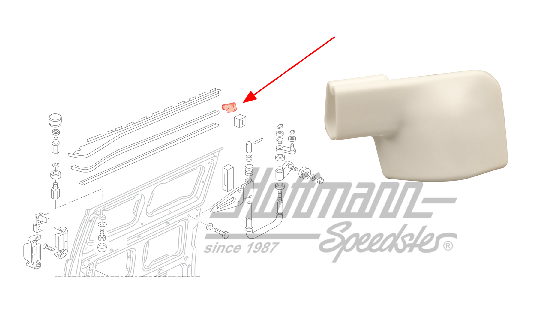 Cover, beading, sliding door, left, white | 256 843 187  581 | 360-4050-11