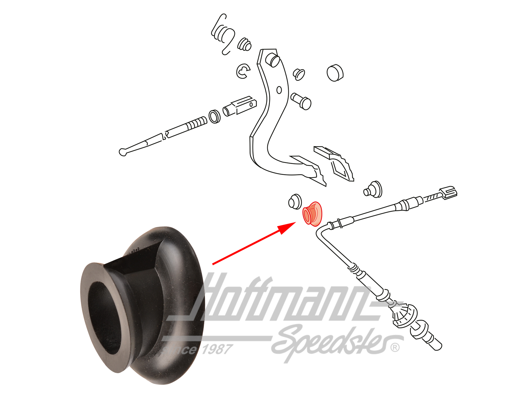 Grommet, clutch-cable lead-through, 1.5-1.8 | 171 721 380 | 170-0814