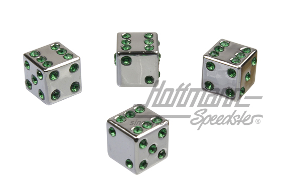 Valve caps, dice, chromed/green | YT-6534 | 200-7504-24