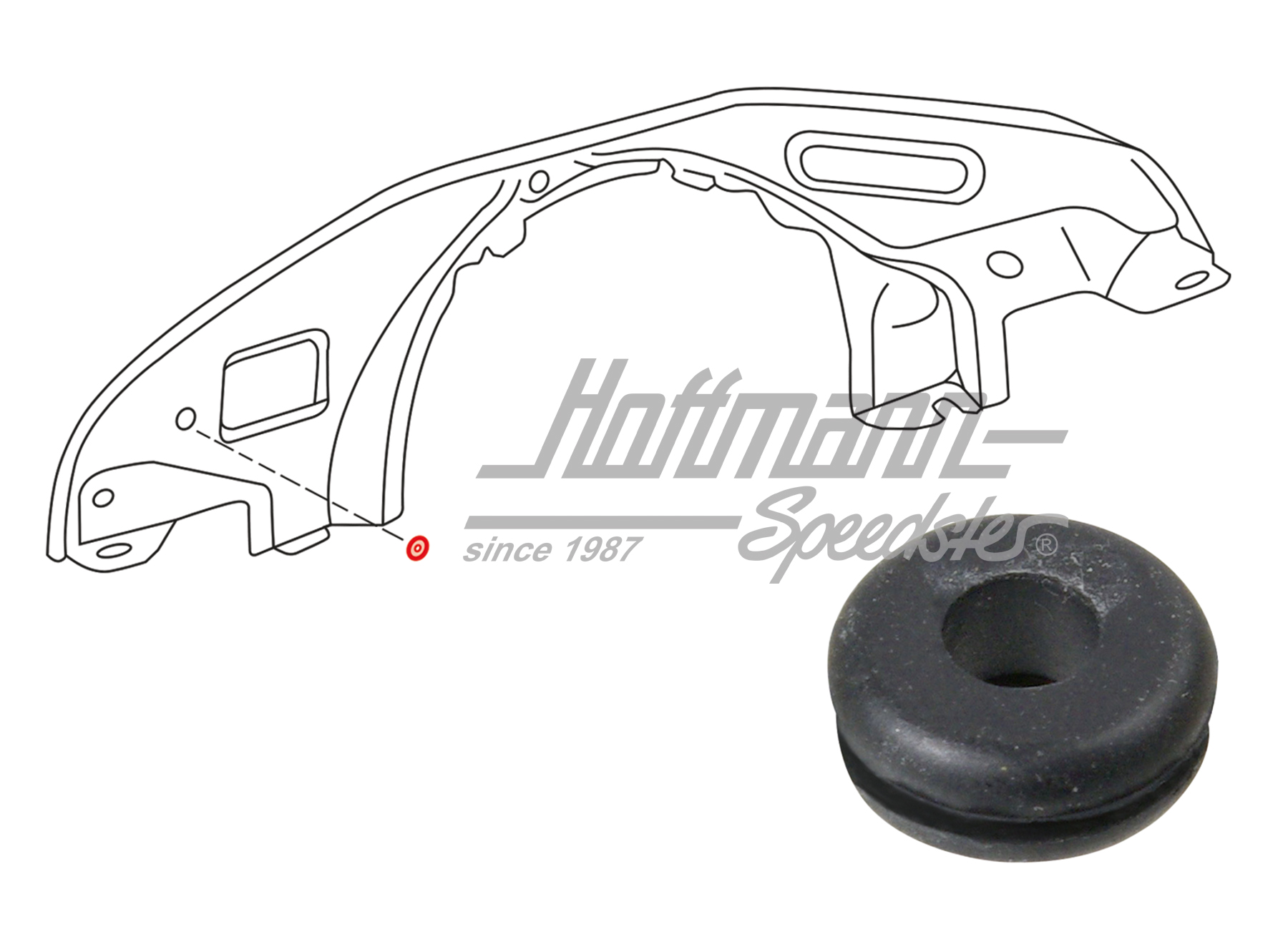 Rubber grommet, fuel line/front engine tin, 6mm | 111 127 591 | 020-5280-05