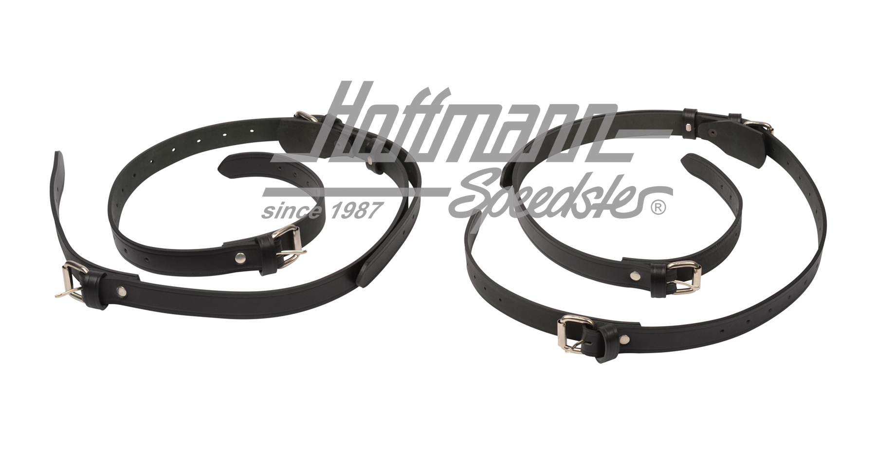 Leather strap set, luggage rack, black                                                              