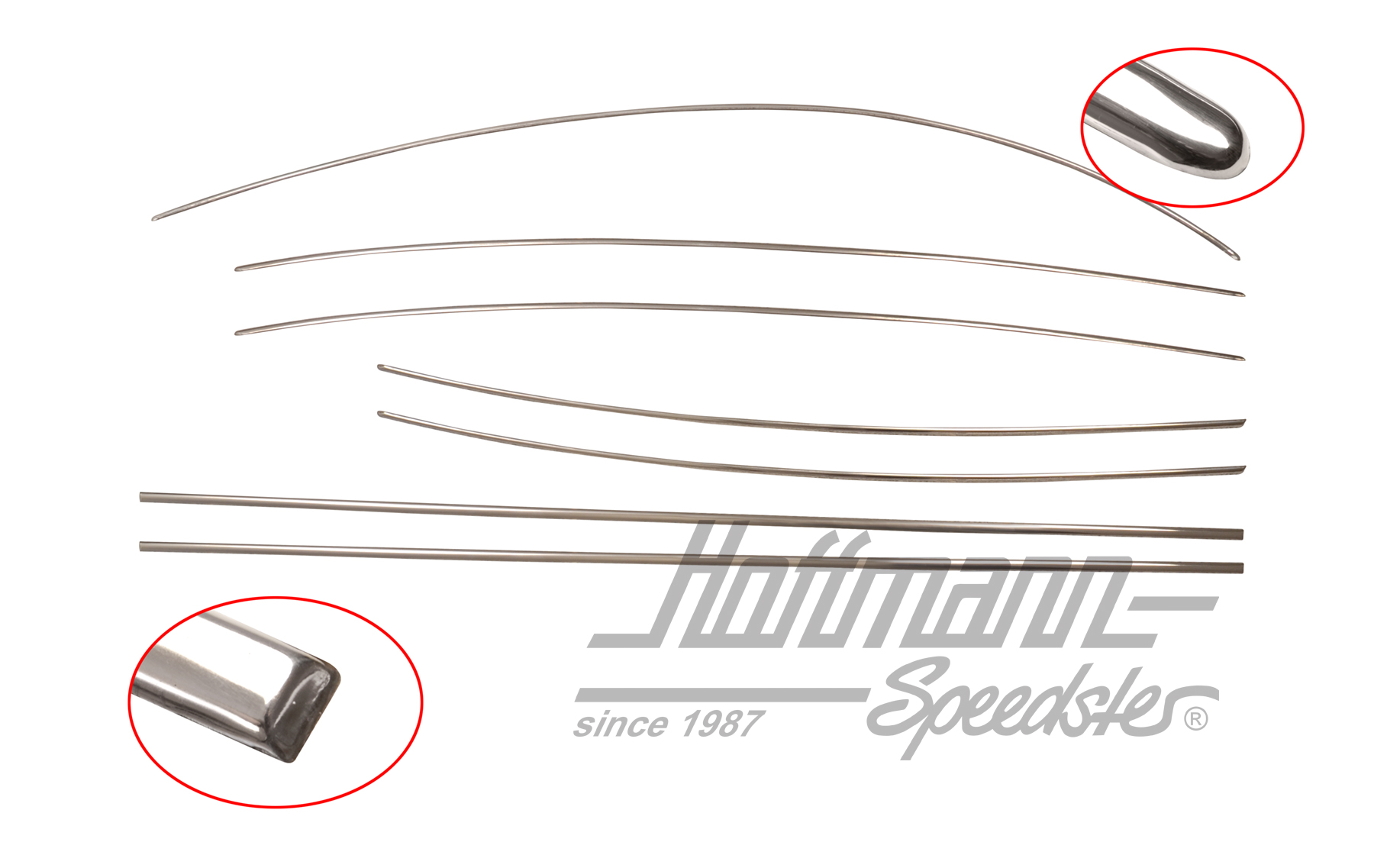 Body moulding set, 7-pcs., 1302/1303, stainless steel | 111 898 111 E | 020-2071-20