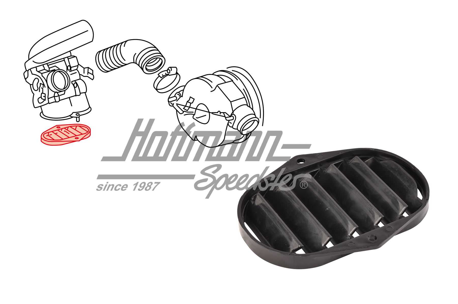 Grille, air jet, dashboard, lower | 911 571 348 01 | 512-0256-40
