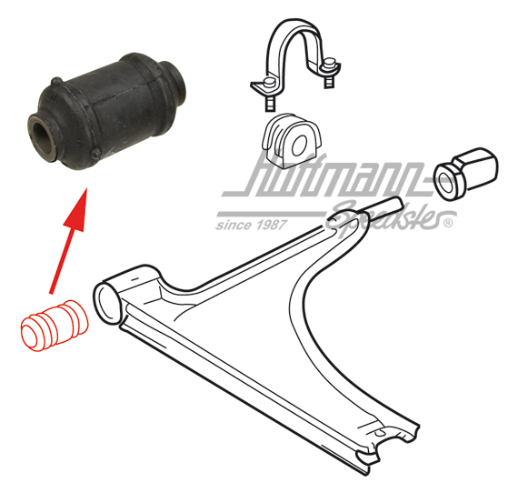 Rubber mount, transverse control arm, front, 74-92 | 171 407 182 D | 140-0605