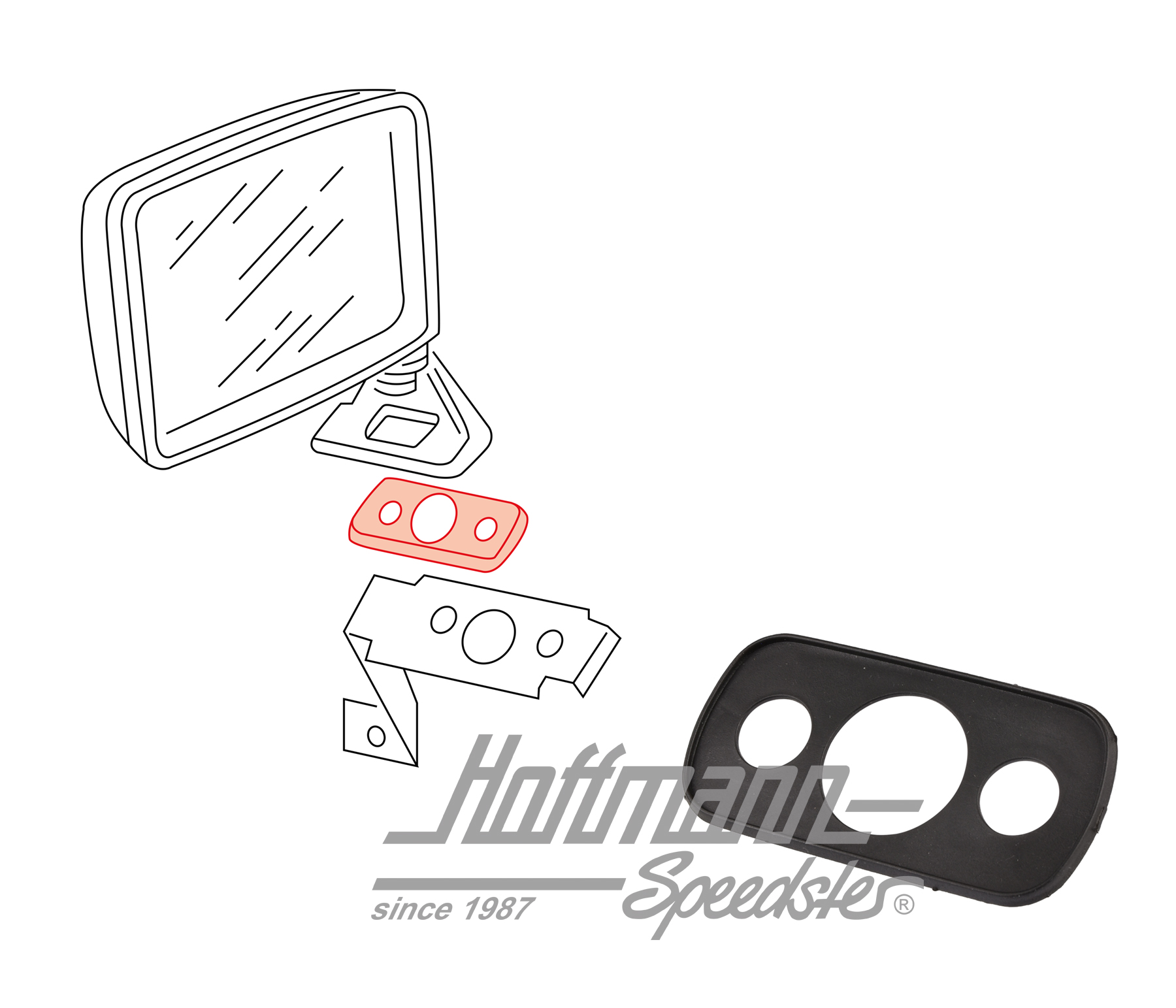 Support, outer, mirror, Golf 2 | 191 857 543 | 208-7410-06