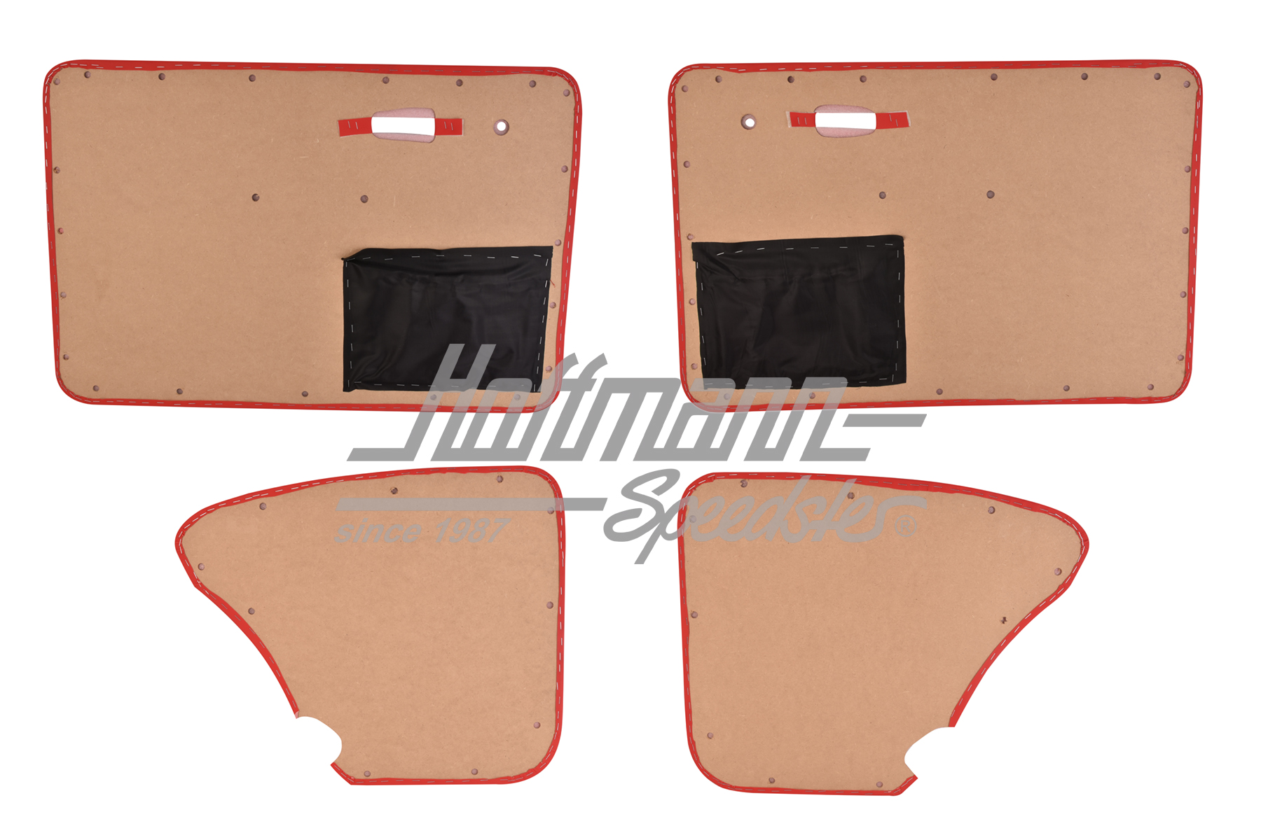 Door panels, red, Sedan, 8.66-                                                                      
