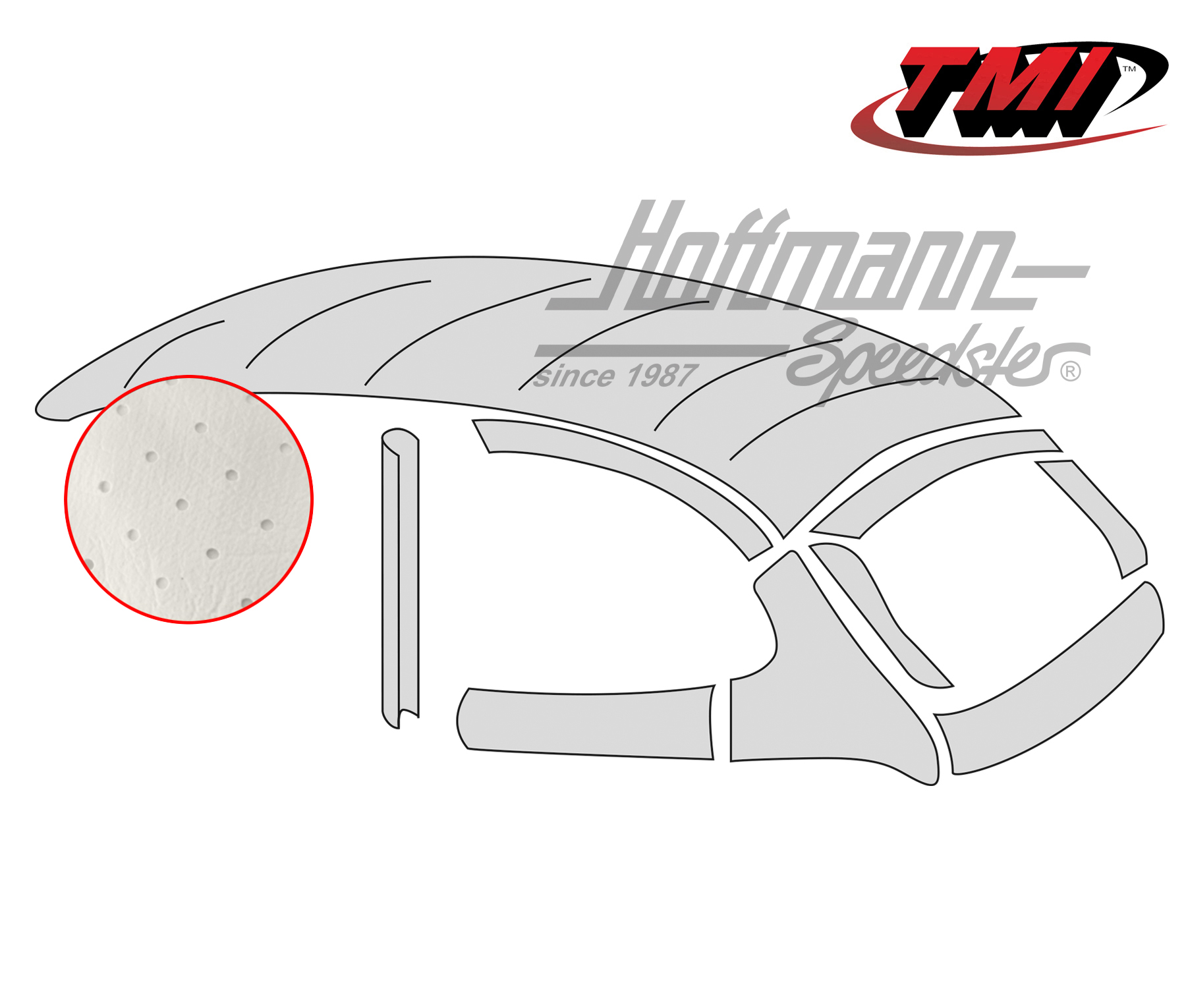 Headliner with folding roof, original style, perforated, off-white, 8.54-7.56 | 20-1107-44 | 055-7199-10