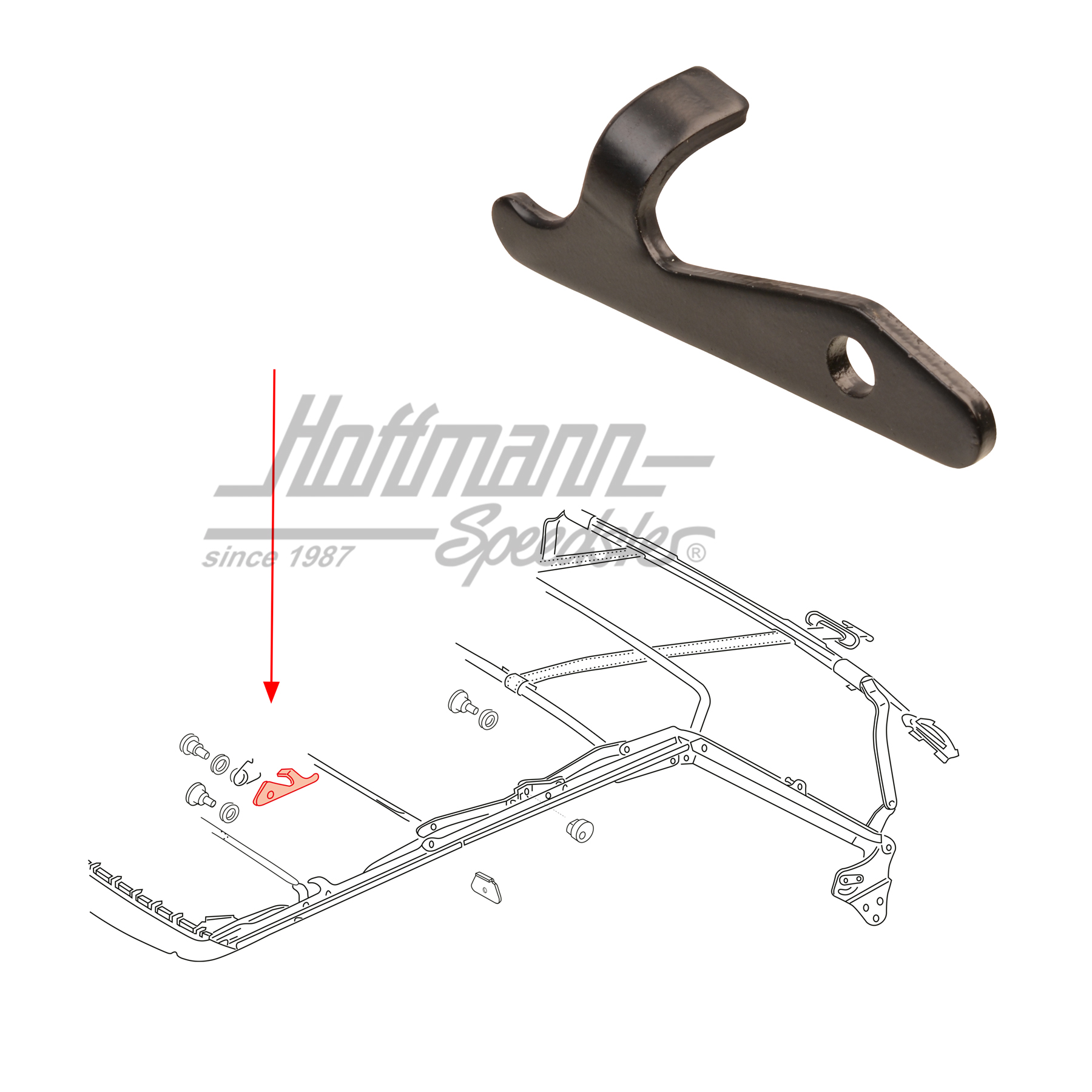 Convertible top catch, rear, 1.79-7.81, right | 155 871 392 | 180-4810-12