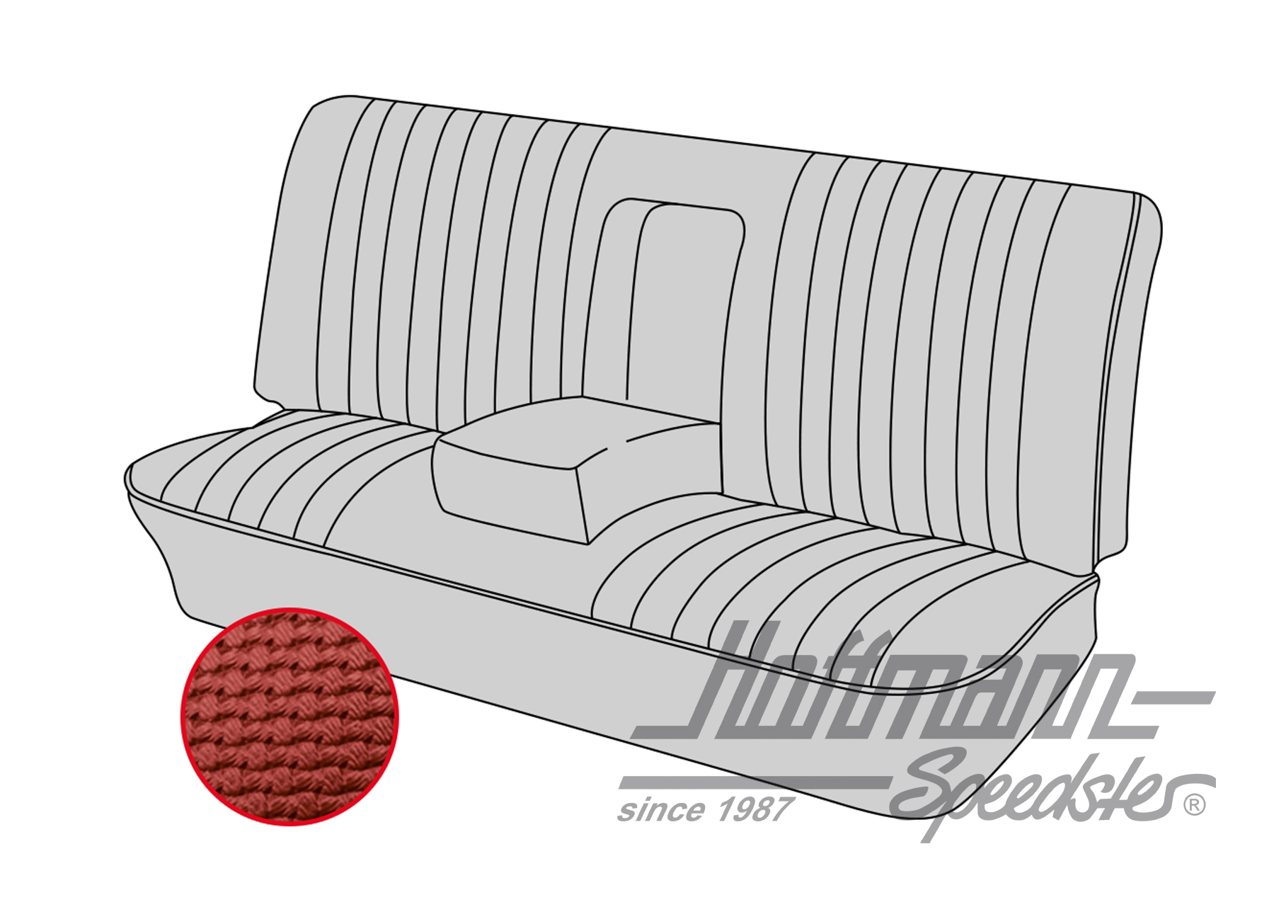 Seat bench cover, Type 3, 4.61-7.72, red | 43-3212-07 | 069-9620-07
