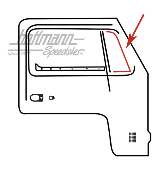 Vent-window seal, Bus T2, 8.67-, right | 241 837 626 | 090-6162
