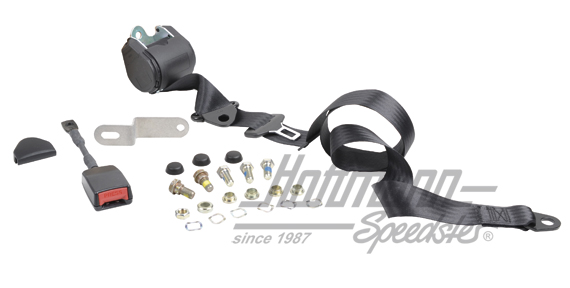 Retractor belt, front, black, Sedan / Convertible | 3002 | 045-9184