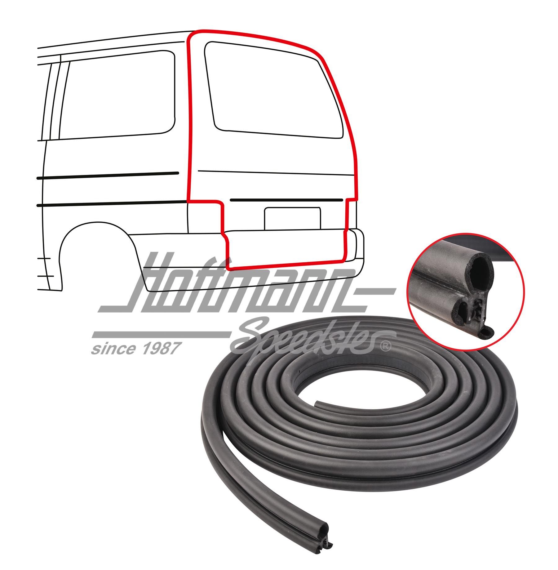 Seal, hatchback/hinged doors, Bus T4, ECO | 721 827 705 B | 405-2005-10