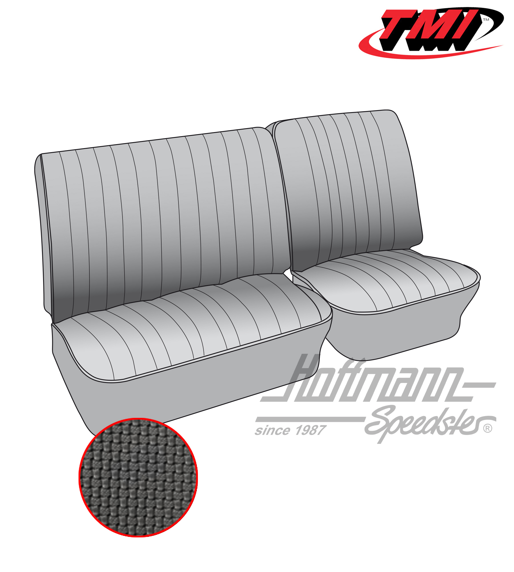 Seat upholstery, front bench, 73-76, black | 43-2117-01 | 098-0633-10