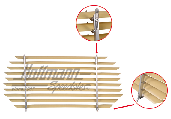 Rear window blind, aluminium, beige, Karmann Ghia | 0348-140 | 060-7020